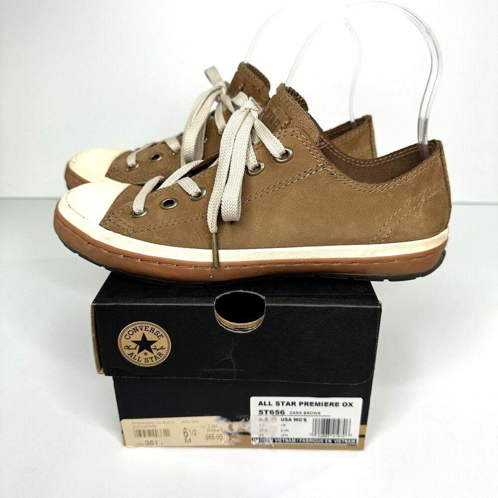 Converse All Star Shoes Womens Sz 6.5 Premiere Ox Nubuck Dark Brown 5T656 w/ Box